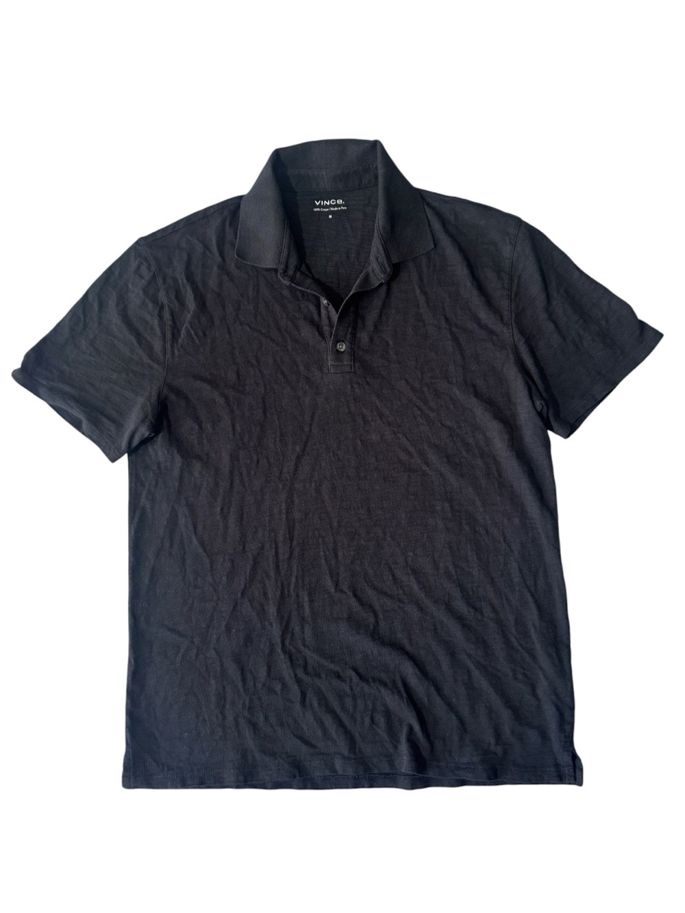 Vince mens M Medium black Pima cotton regular fit polo shirt EUC